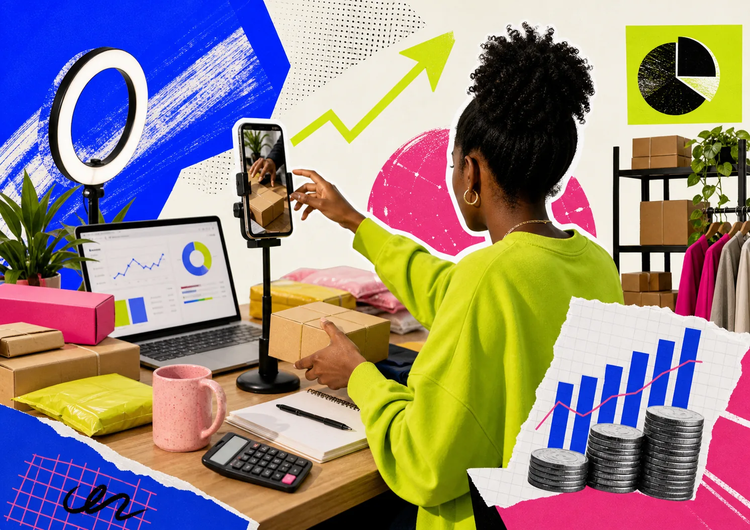 Young professionals in a modern creative studio working on a laptop