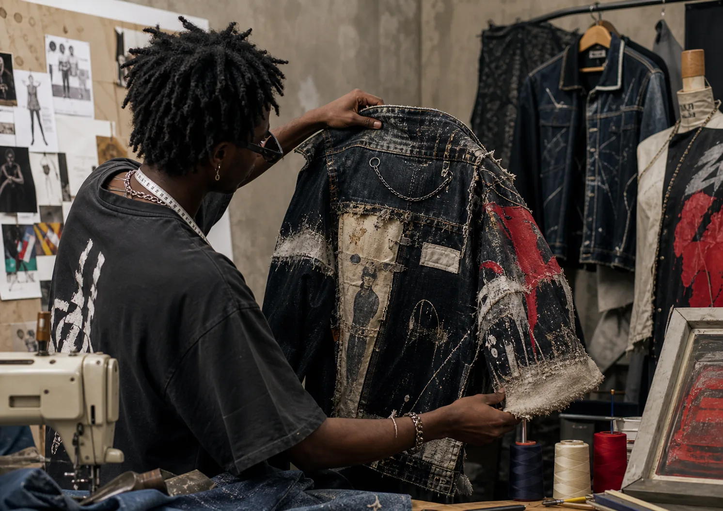 Designer working on a custom sewing project
